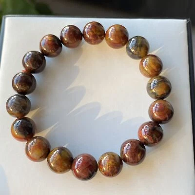 Pulsera de cuentas de piedras preciosas de Namibia de pietersita de color natural de 11 mm B1333 Foto 1 de 4