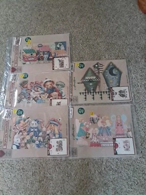 Plaid Iron On Transfer Alma Lynne Cross Stitch Lot Of 5 Angels Birdhouses Noah's - Image 1 of 4