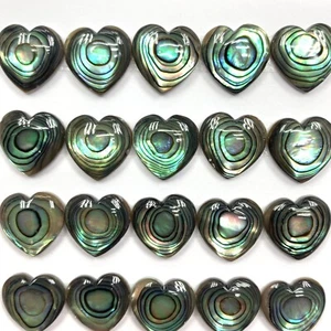 5 PC Natural Abalone Shell 12mm Heart Doublet Cabochon New DIY Design - Picture 1 of 6