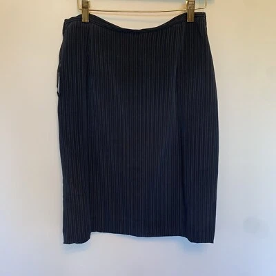 Vintage Ralph Lauren Pencil Skirt Pinstripe mini size 10 navy 100% silk - Image 1 of 4