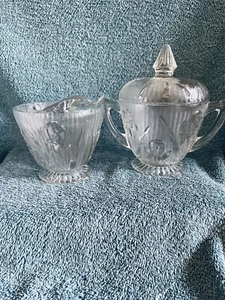 Jeanette Iris Herringbone Sugar And Creamer Set - Picture 1 of 1