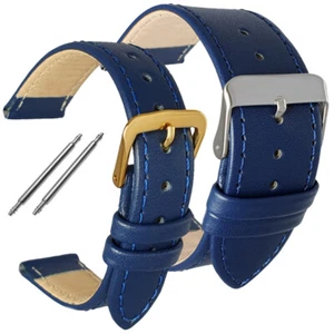 Men's Women's Blue Leather Watch Strap Glove Grain Sizes 8mm-30mm - Picture 1 of 37