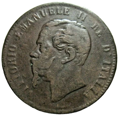 ITALY. 10 CENTESIMI, 1867. VITTORIO EMANUELE II. - Image 1 of 2