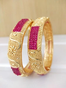 Indian Jewelry High Gold Plated Bollywood Ethnic Traditional Bangle Jewelry 2-4 - Picture 1 of 4