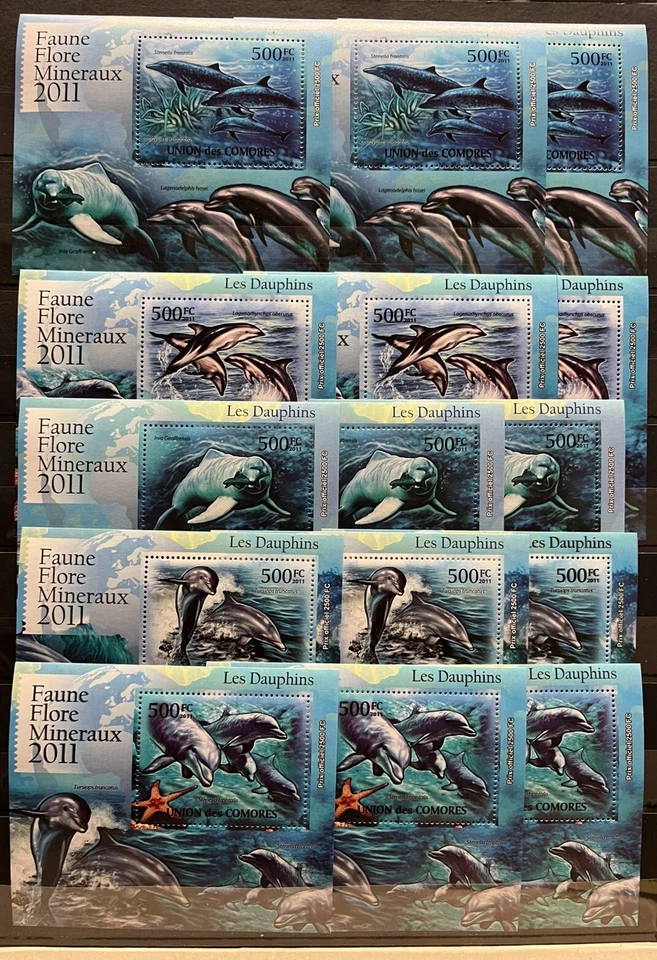 3x Comoros - Dolphins / Fauna on  stamps - Timbres  — MNH** KOS.1 - Wholesale! - Image 1 of 1