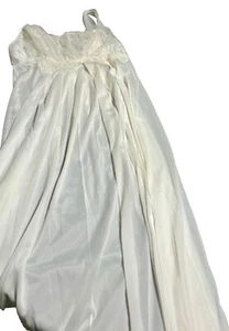 Vtg Vanity Fair Nylon Tricot Bridal Lingerie Ivory Lace Chiffon Nightgown Sz 34 - Picture 1 of 14