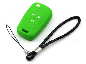 Green Remote Silicone Case Cover For Chevrolet Cruze Equinox Flip Key 3 Buttons - Picture 1 of 4