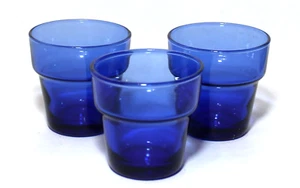 Flower Pots Cobalt Blue Glass Mini Anchor Hocking Set 3 - Picture 1 of 6