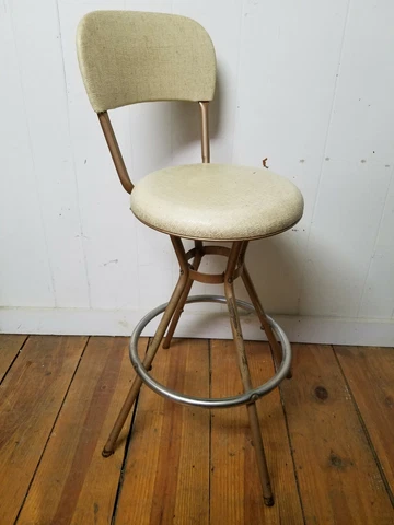 Vintage Cosco Mid Century Modern Swivel Bar Stool Chair, 34" High Beige Man Cave Cover