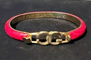 Vintage 80’s/90’s Red Gucci Snakeskin 24kt Gold Plated Bangle Bracelet - Bild 1 von 4