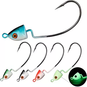 10pcs Weedless Darter Swimbait Jig Heads, Bullet Style Weighted EWG Offset Hooks - Picture 1 of 14