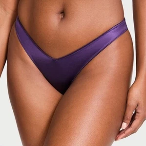 Victoria’s Secret VERY SEXY Strappy Back Thong Panty Purple Satin Medium NWT - Picture 1 of 5