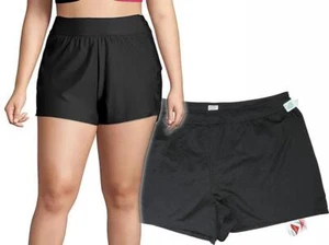 LANDS END donna nero elastico in vita pantaloncini da bagno con slip NUOVO 24 W - Foto 1 di 3