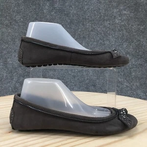 Nine West Shoes Womens 5M Winetta Casual Slip On Ballet Flats Grey Suede Leather - Picture 1 of 16