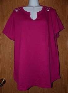 Womens Pretty Lace Accent Exuberant Pink NorthCrest Shirt Size 1X NWT NEW - Picture 1 of 2