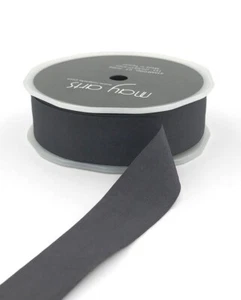 May Arts 25mm Solid Wrinkled Faux Silk Ribbon Charcoal 2 Metres - Picture 1 of 1