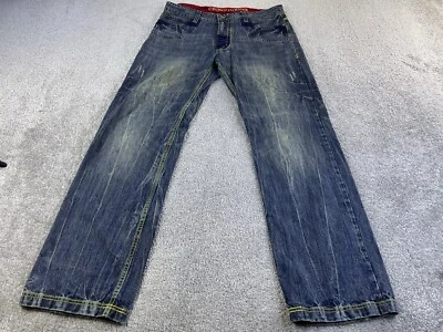 Crown Holder Jeans Mens 34 Blue Denim Relaxed Baggy Embroidered Hip Hop *38x35 - Image 1 of 4