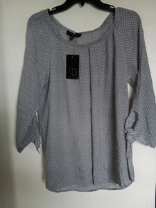 Fred David Women’s Gray Boho Pull Over 3/4 Sleeve Blouse Size M NEW - Picture 1 of 3
