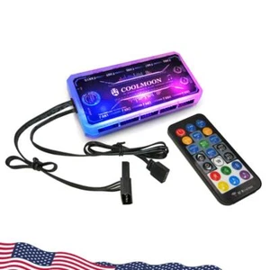 Controlador de ventilador RGB Estuche de computadora PC Chasis de refrigeración Adaptador de concentrador de ventilador silencioso - Imagen 1 de 7