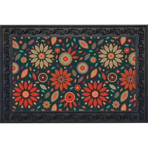 Briarwood Lane Orange and Teal Floral Doormat - Picture 1 of 4