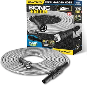 Bionic Tubo da Giardino in Metallo Corto 25 Ft con Ugello, Premium 304 Inox - Foto 1 di 7