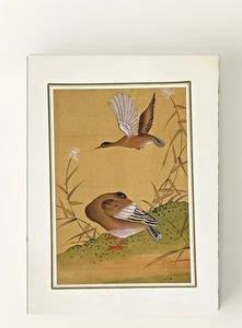 Vintage Asian Watercolor on Silk Oriental Painting Geese Ducks Grassland 7” X 6” - Picture 1 of 8