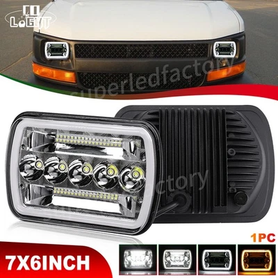 Faro LED más brillante 1 pieza 7x6 con DRL para camioneta de carga Chevy Express 1500 2500 3500 Foto 1 de 4