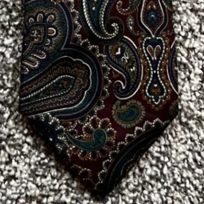 Corbata de seda Lands End cachemira para hombre clásica estampada vintage Foto 1 de 4