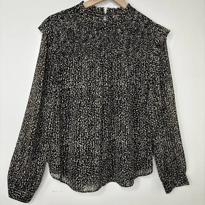 Blusa LOFT Boho Grande Negra Ditsy Floral Campesina Volantes Calada Yema Fluida Foto 1 de 4