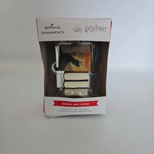 New Hallmark 2021 Harry Potter Books and Wand Wizarding World Christmas Ornament - Picture 1 of 2