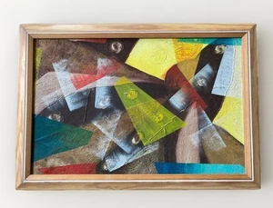 Vintage Oil Painting Abstract On Canvas Signed Gallery Wall - Picture 1 of 12