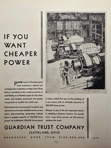 Guardian Trust Company Cleveland OH Cheaper Power Cost Advantage Print Ad 1930 - Picture 1 of 4