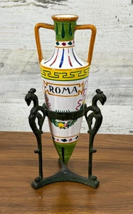 Jarrón vintage Roma Italia florero de porcelana pintado a mano 9" x 4" - Imagen 1 de 9