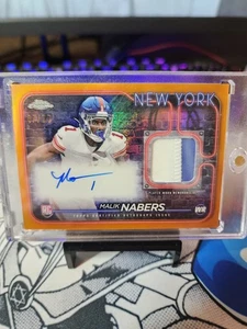 MALIK NABERS /25 ORANGE ROOKIE PATCH AUTO RPA ONCARD AUTOGRAPH 2024 TOPPS CHROME - Picture 1 of 2