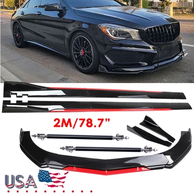 For Mercedes-Benz CL Front Bumper Lip Splitter Spoiler Glossy Black Red Body Kit Foto 1 de 4