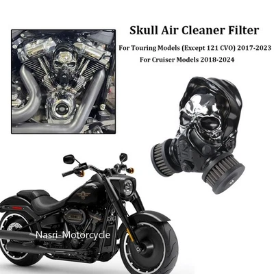 For Fat Boy Breakout Street Bob 2018-2024 Skull High-Flow Air Cleaner Filter Kit - Image 1 of 4