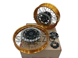 Genuine Royal Enfield Himalayan 450 Front & Rear Golden Tubeless Spoked Wheels - Picture 1 of 6
