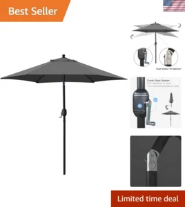 Stylish 7.5' Outdoor Market Umbrella - Push Button Tilt & Fade Resistant Fabric - Picture 1 of 9