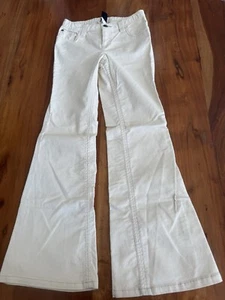Vtg Gap Girl Y2K Flare Leg Jeans Adj Waist White Pants Corduroy Glitter 12 - Picture 1 of 7