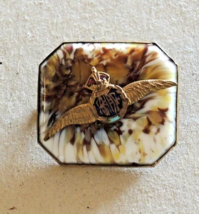 WW2 RAAF SWEETHEART BROOCH WINGS ON CZECH ART GLASS DECO BROOCH #15 - Picture 1 of 2