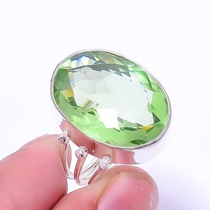 Green Amethyst Gemstone 925 Sterling Silver Ring S.7 R938015766 Valentine Gift - Picture 1 of 3