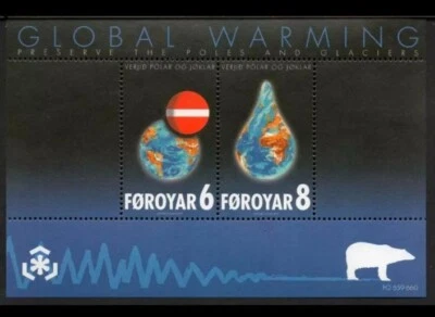 Faroe Is. "GLOBAL WARMING ~ PRESERVE THE POLAR REGIONS & GLACIERS" MNH MS 2009 - Image 1 of 4