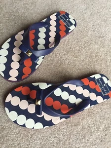 Infradito donna KATE SPADE blu corallo bianco pois fiocco 7 - 8 divertente - Foto 1 di 8