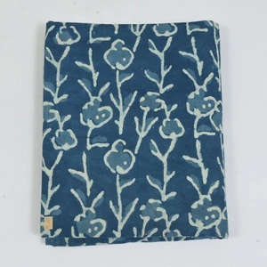 1 YARD HAND BLOCK BLUE INDIGO PRINTED COTTON CRAFT FABRIC SANGANERI PRINT DABU - Picture 1 of 7