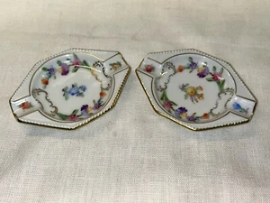 Pair Of Vintage Porcelain Schumann Empress Dresden Ashtray Floral/ Gilt Dish - Picture 1 of 8