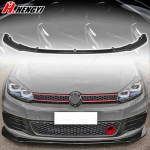 Front Bumper Lip Splitter Gloss Black For Golf Mk6 GTI 2010 2011 2012 2013 - Picture 1 of 10
