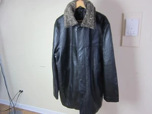 Simon Vera Pelle Men's Black Leather Jacket Zipper Size 56 M Made in Italy. - Picture 1 of 11