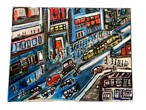 Pintura al óleo sobre lienzo paisaje urbano - Imagen 1 de 6