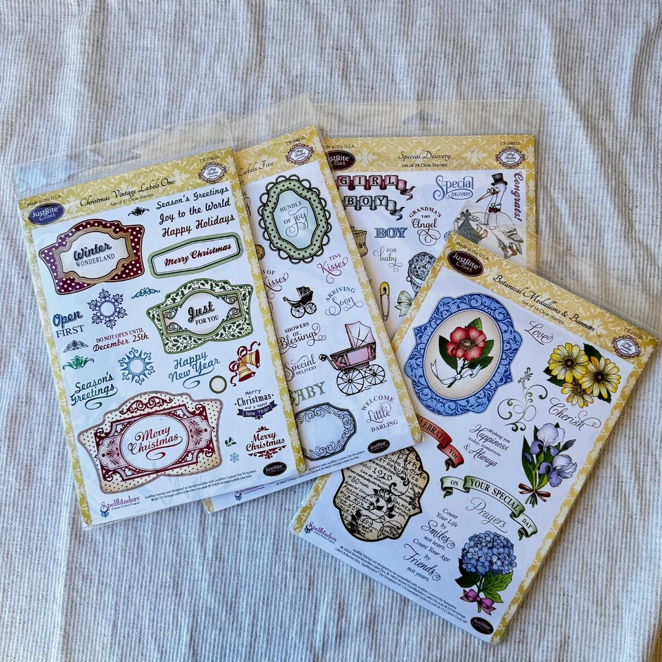 JustRite (Spellbinders) Juego de sellos de goma Navidad floral bebé - tu elección Foto 1 de 1