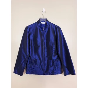 NWT Chico Blue Iridescent Lightweight Windbreaker Jacket Pockets Size 1 - Picture 1 of 14